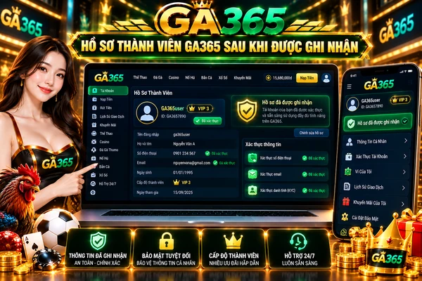 Hồ sơ thành viên GA365 sau khi được ghi nhận trên hệ thống